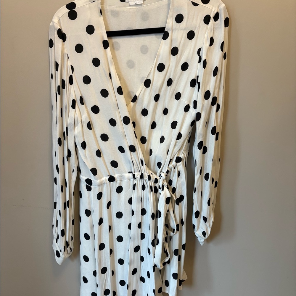 Lovers + Friends Black and White Polka Dot Long Sleeve Dress